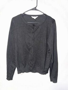 Classic Black Button-Front Women's Sweater